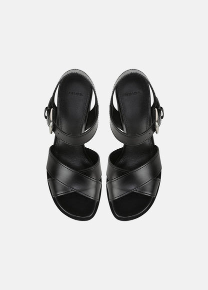 VINCE Women Salma Leather Heeled Sandal in Heels BLACK
