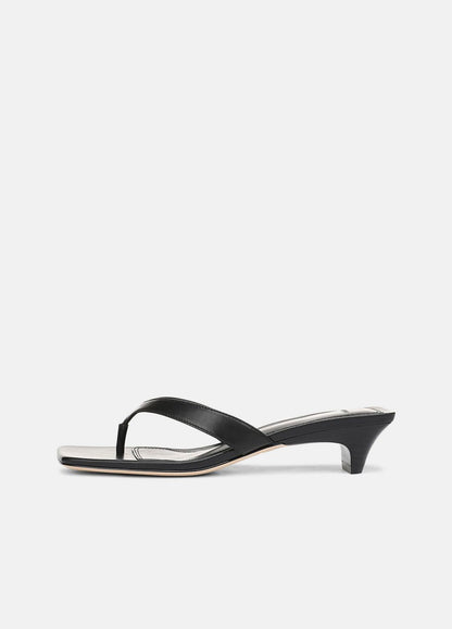 VINCE Women San Juan Leather Heeled Thong Sandal in Heels BLACK