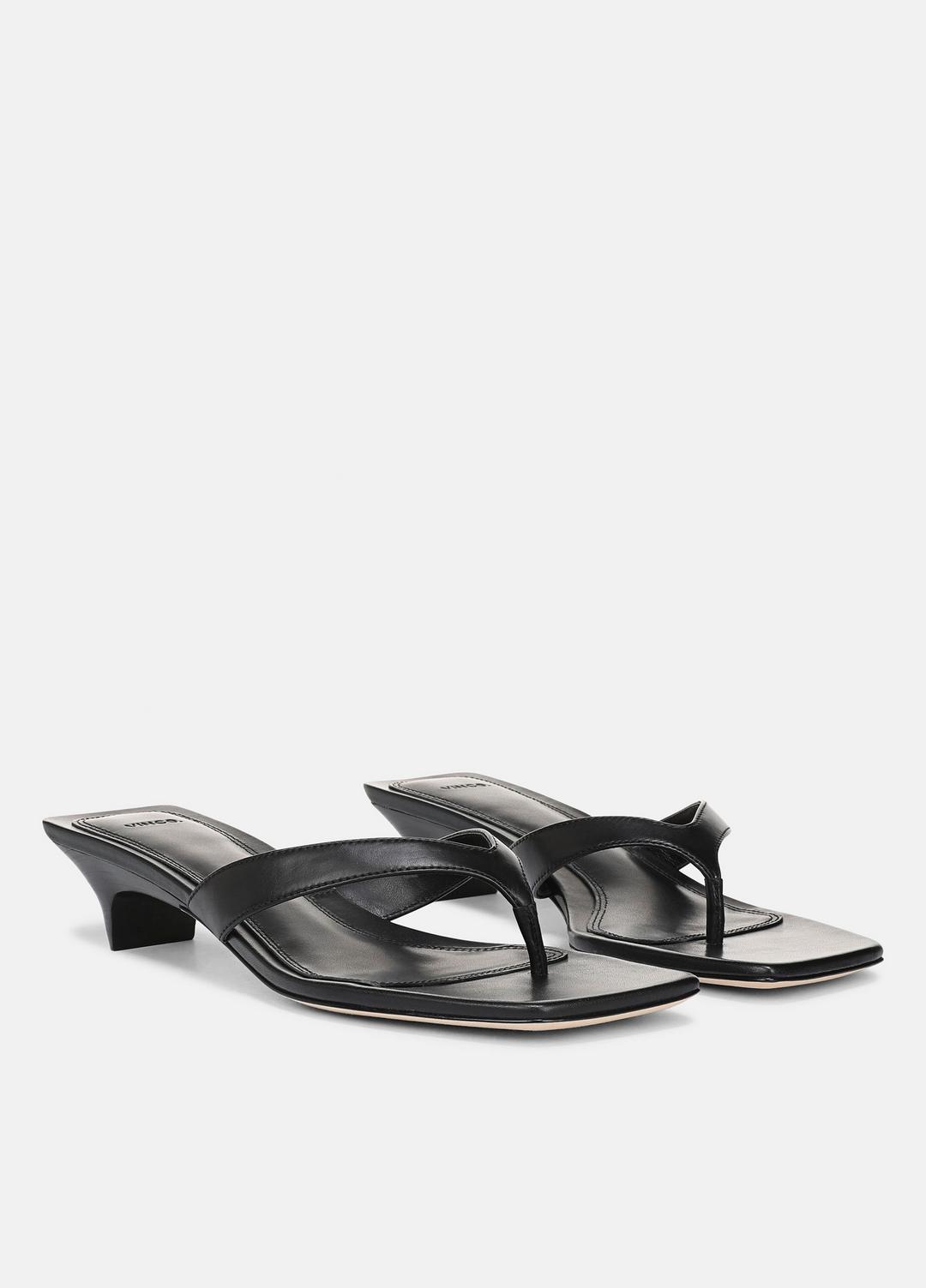 VINCE Women San Juan Leather Heeled Thong Sandal in Heels BLACK