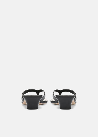 VINCE Women San Juan Leather Heeled Thong Sandal in Heels BLACK