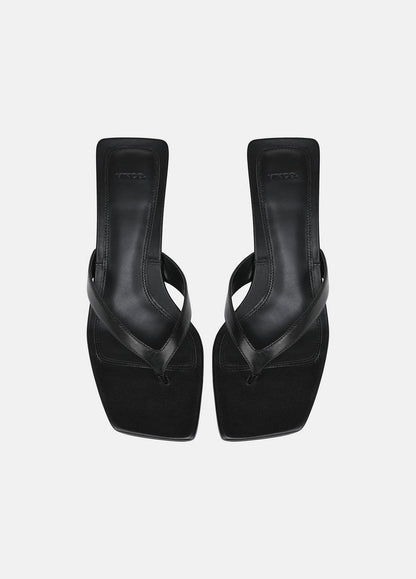 VINCE Women San Juan Leather Heeled Thong Sandal in Heels BLACK