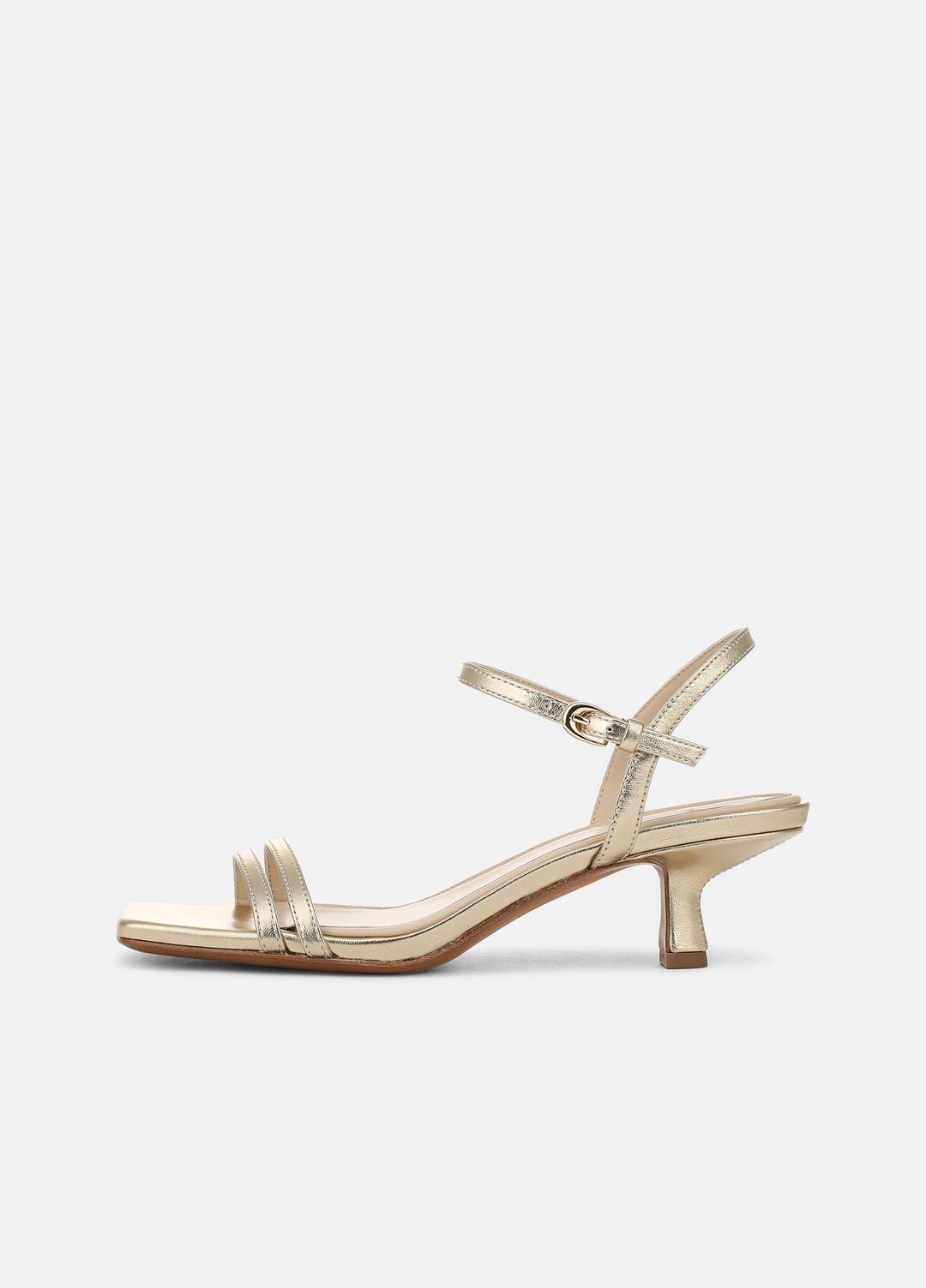VINCE Women Tilda Metallic Leather Heeled Sandal in Heels CHAMPAGNE