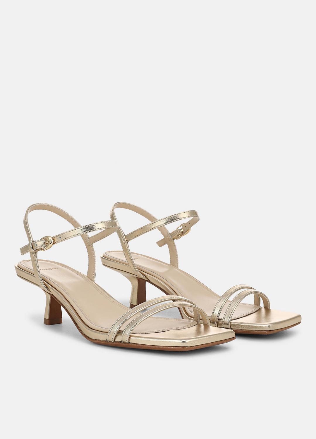 VINCE Women Tilda Metallic Leather Heeled Sandal in Heels CHAMPAGNE