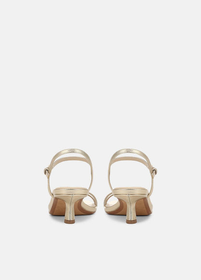 VINCE Women Tilda Metallic Leather Heeled Sandal in Heels CHAMPAGNE