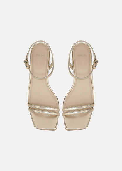 VINCE Women Tilda Metallic Leather Heeled Sandal in Heels CHAMPAGNE