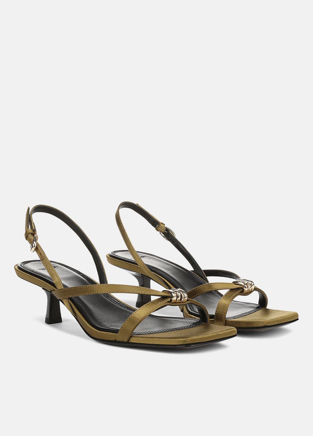 VINCE Women Tali Satin Slingback Sandal in Heels OLIVE WOOD