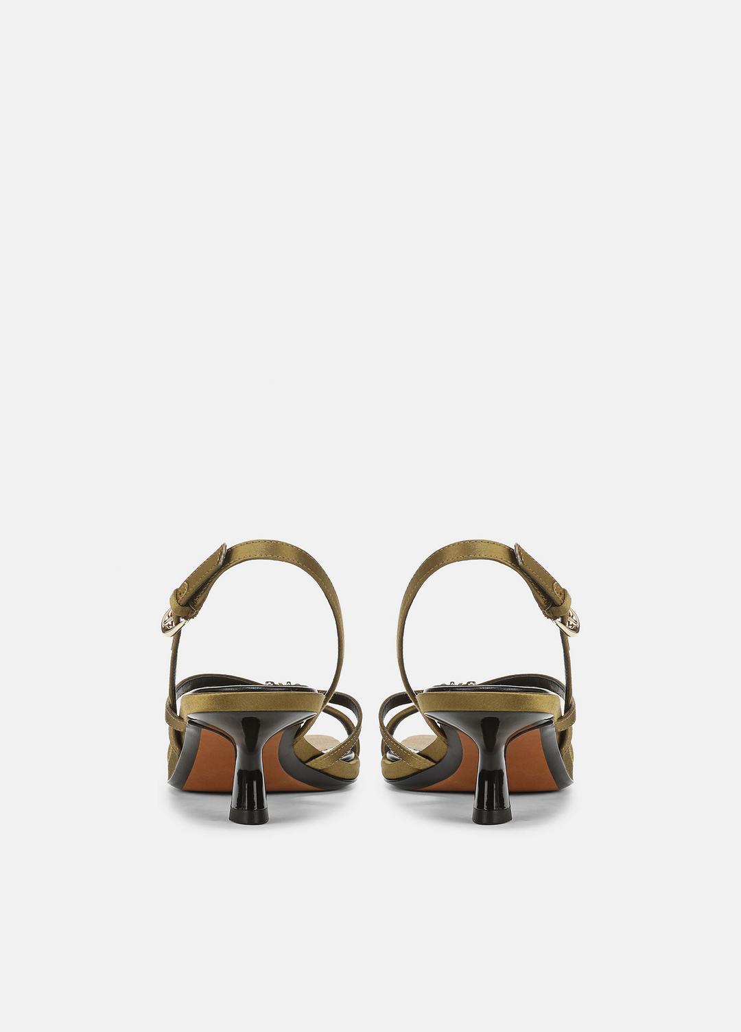 VINCE Women Tali Satin Slingback Sandal in Heels OLIVE WOOD