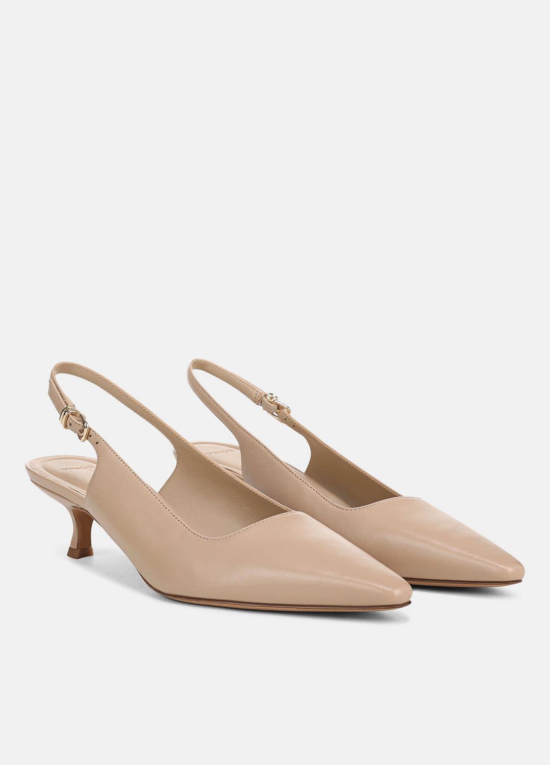VINCE Women Sabra Leather Slingback Heel in Heels WARM ALMOND