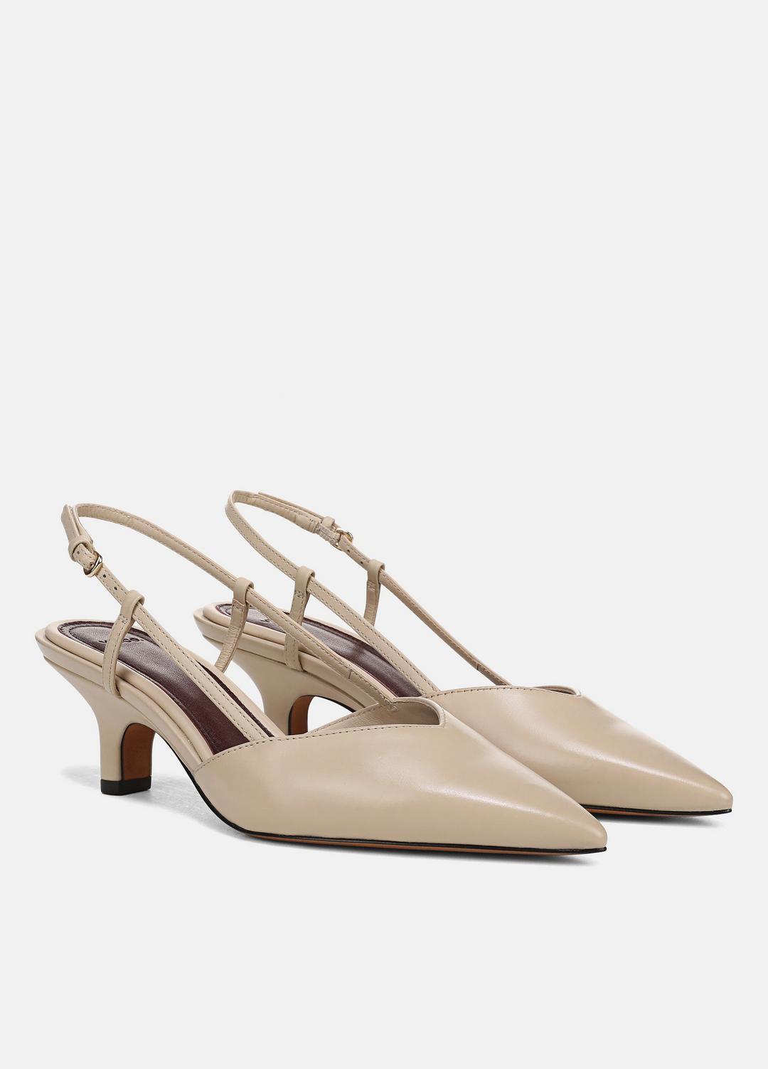 VINCE Women Levvy Leather Slingback Heel in Heels BIRCH SAND
