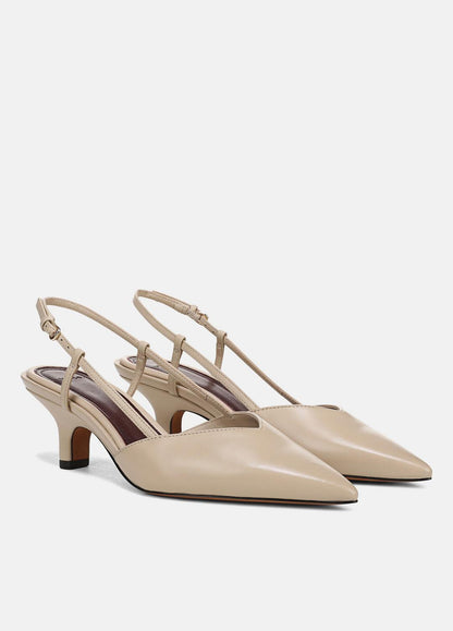 VINCE Women Levvy Leather Slingback Heel in Heels BIRCH SAND