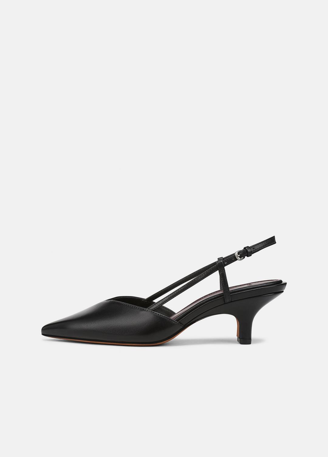 VINCE Women Levvy Leather Slingback Heel in Heels BLACK