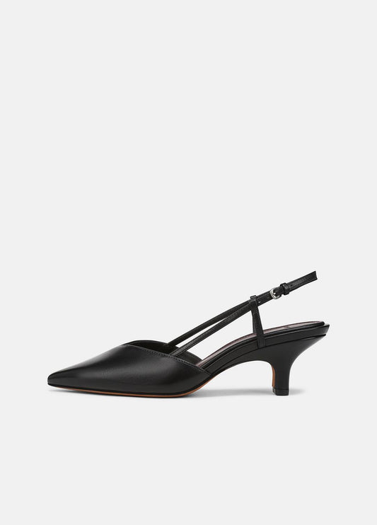 VINCE Women Levvy Leather Slingback Heel in Heels BLACK