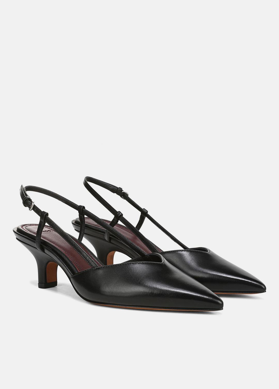 VINCE Women Levvy Leather Slingback Heel in Heels BLACK