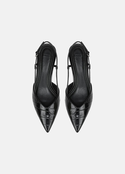 VINCE Women Levvy Croc-Embossed Leather Slingback Heel in Heels BLACK
