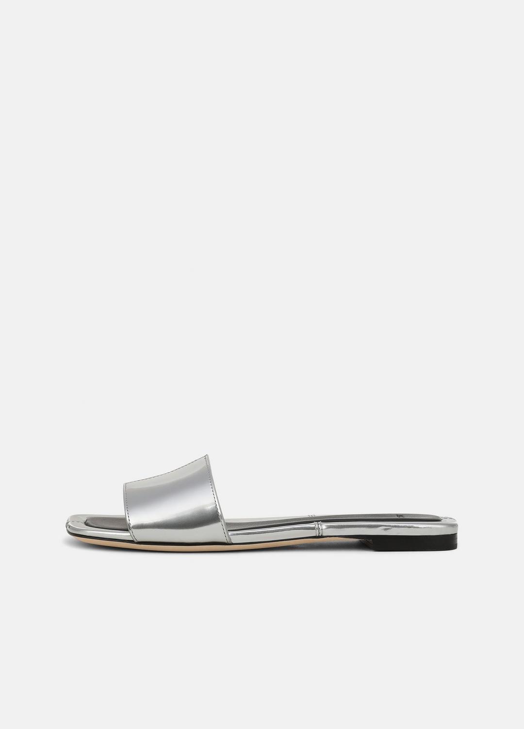 VINCE Women Valeria Metallic Leather Slide Sandal in Sandals SILVER