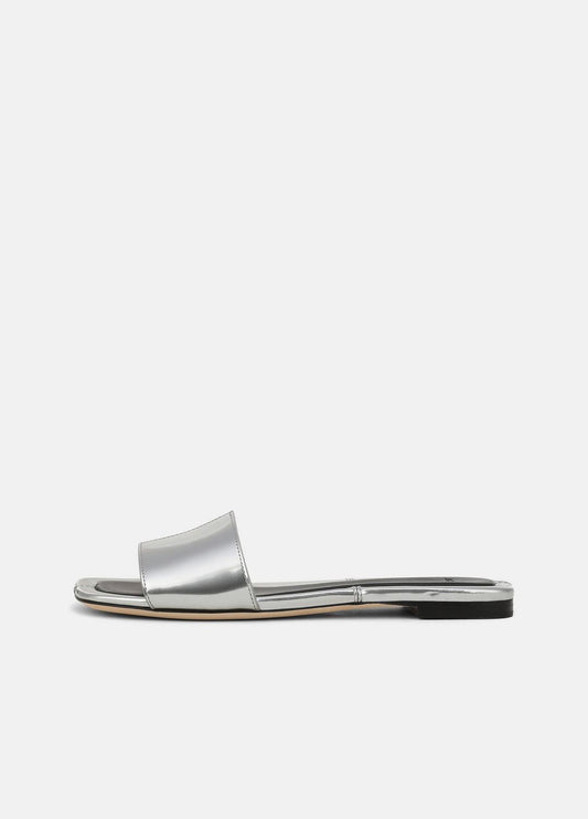 VINCE Women Valeria Metallic Leather Slide Sandal in Sandals SILVER