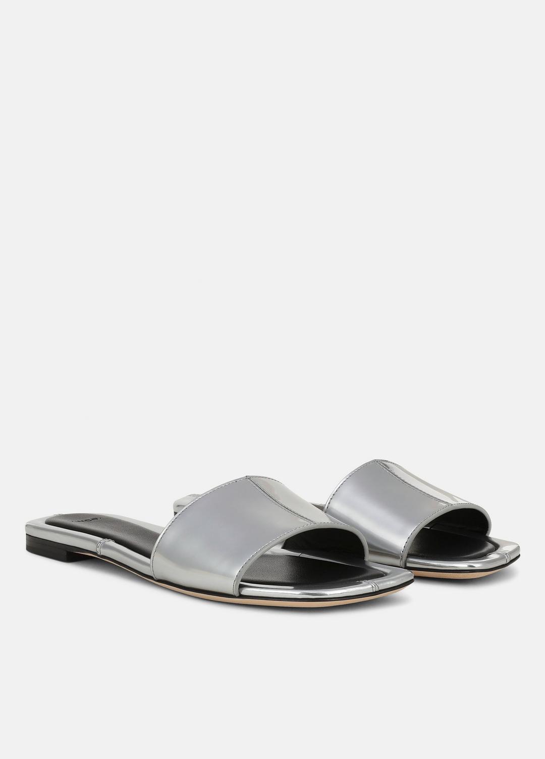 VINCE Women Valeria Metallic Leather Slide Sandal in Sandals SILVER