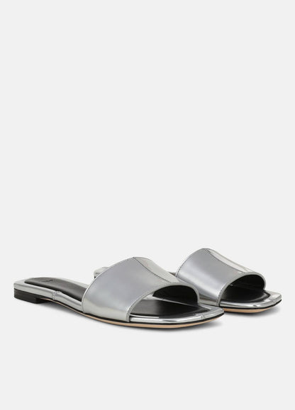 VINCE Women Valeria Metallic Leather Slide Sandal in Sandals SILVER
