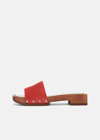 VINCE Women Barbara Leather Slide Sandal in Sandals POPPY RED