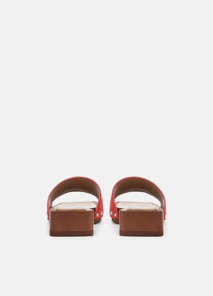 VINCE Women Barbara Leather Slide Sandal in Sandals POPPY RED