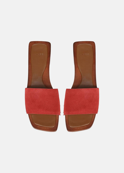 VINCE Women Barbara Leather Slide Sandal in Sandals POPPY RED