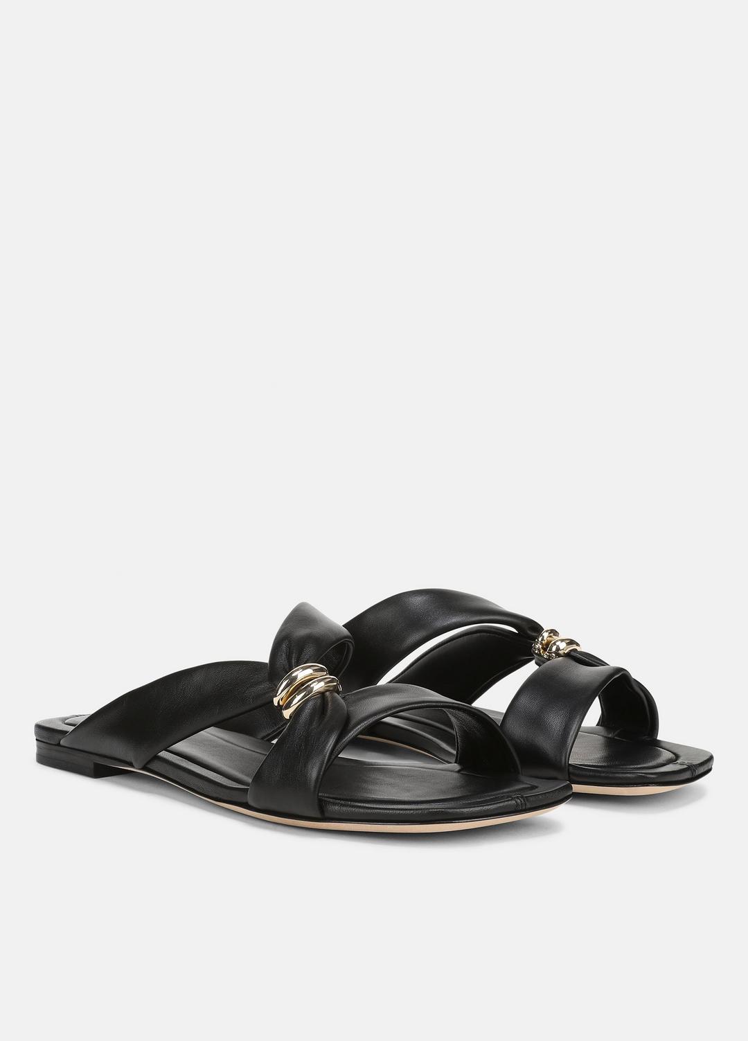 VINCE Women Vilma Leather Slide Sandal in Sandals BLACK