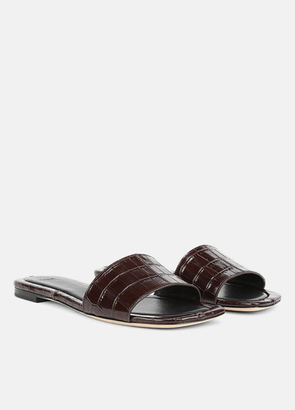 VINCE Women Valeria Croc-Embossed Leather Slide Sandal in Sandals CACAO BROWN