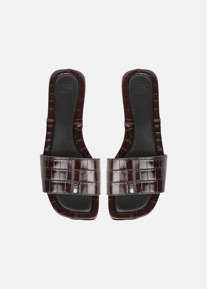 VINCE Women Valeria Croc-Embossed Leather Slide Sandal in Sandals CACAO BROWN