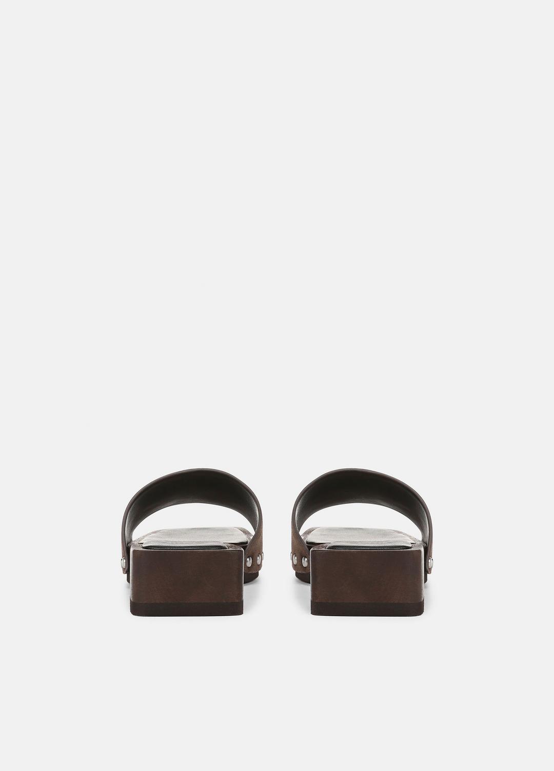 VINCE Women Barbara Leather Slide Sandal in Sandals DARK MOCHA