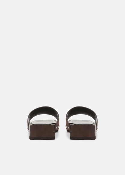 VINCE Women Barbara Leather Slide Sandal in Sandals DARK MOCHA