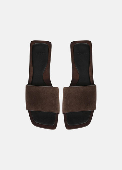 VINCE Women Barbara Leather Slide Sandal in Sandals DARK MOCHA