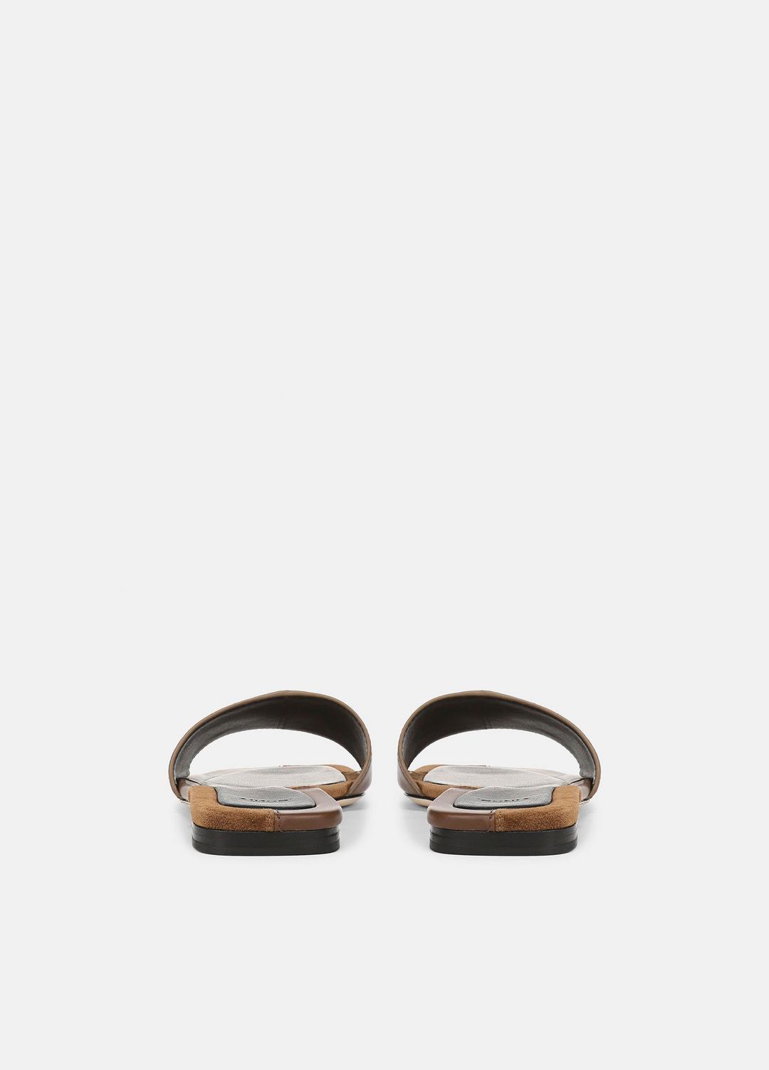 VINCE Women Valeria Leather & Suede Slide Sandal in Sandals CEDAR BROWN/ELMWOOD