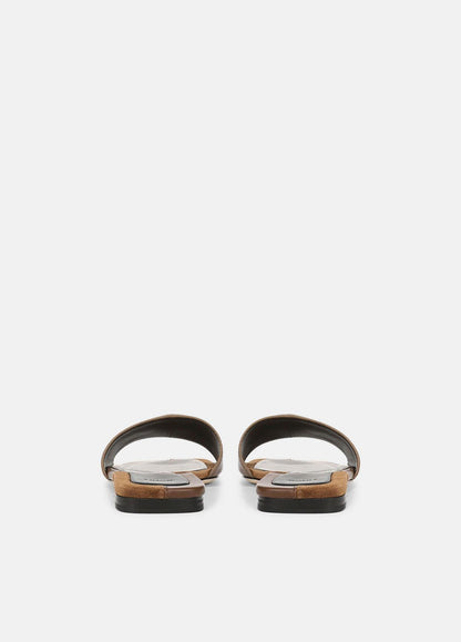 VINCE Women Valeria Leather & Suede Slide Sandal in Sandals CEDAR BROWN/ELMWOOD