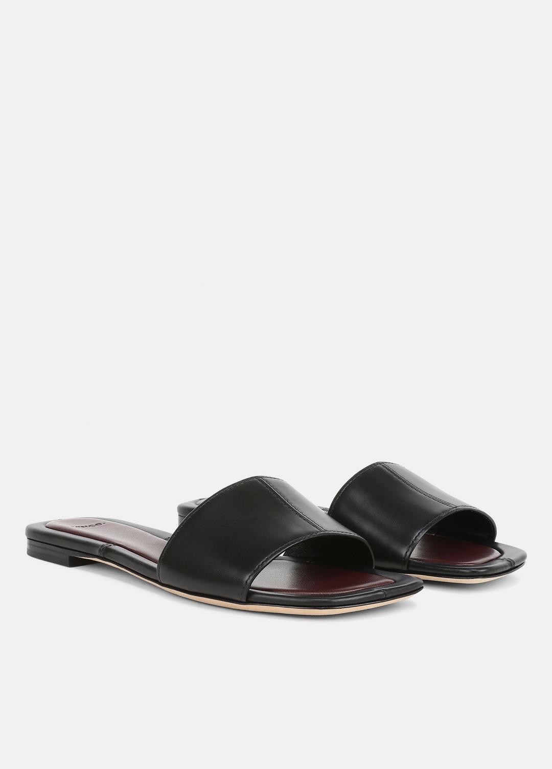 VINCE Women Valeria Leather Slide Sandal in Sandals BLACK