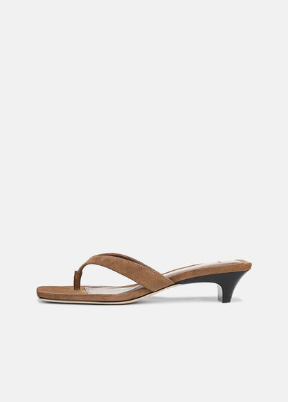 VINCE Women San Juan Suede Heeled Thong Sandal in Sandals ELMWOOD