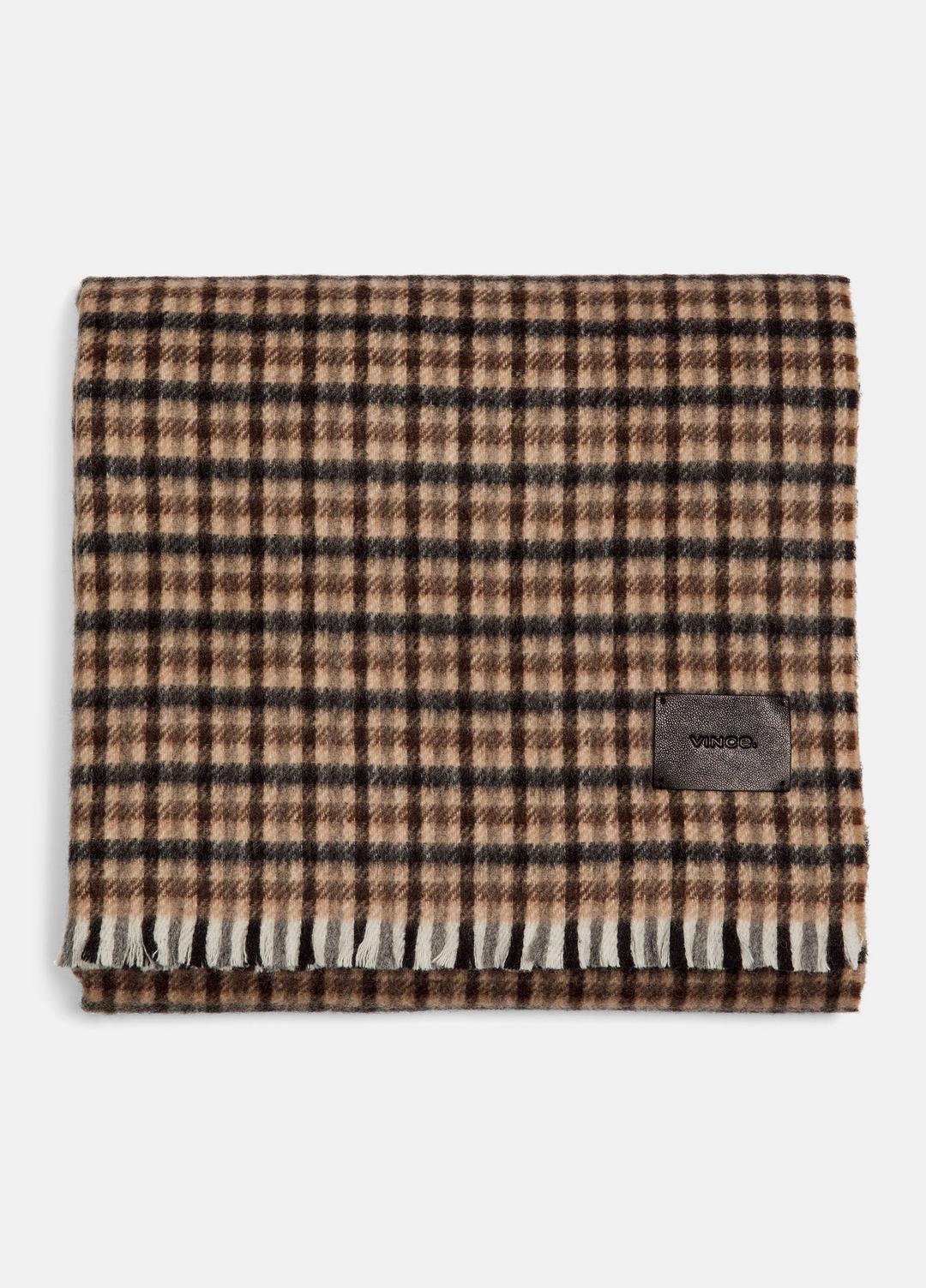 VINCE Women Gingham Wool-Cashmere Oversized Wrap in Scarves & Hats BLACK/GRAPE