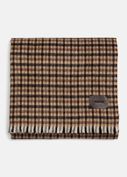 VINCE Women Gingham Wool-Cashmere Oversized Wrap in Scarves & Hats BLACK/GRAPE