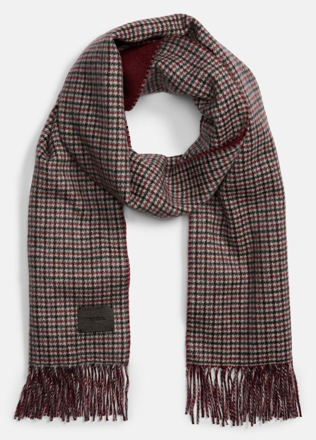 VINCE Women Micro-Houndstooth Cashmere Scarf in Scarves & Hats BORDEAUX