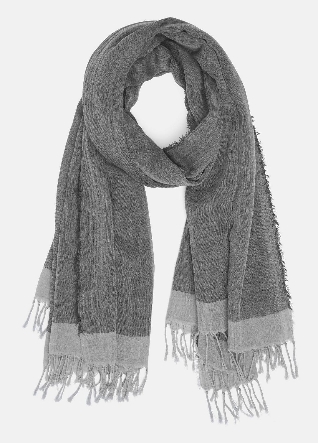 VINCE Women Border-Stripe Cotton Scarf in Scarves & Hats SEA STONE/DARK SEA STONE