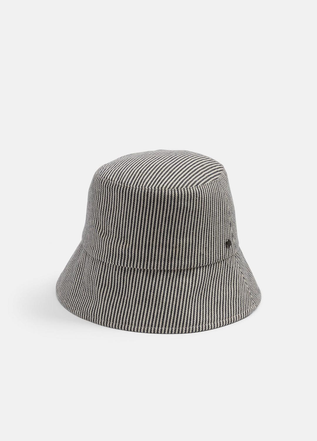 VINCE Women Stripe Cotton Canvas Bucket Hat in Scarves & Hats NAVY