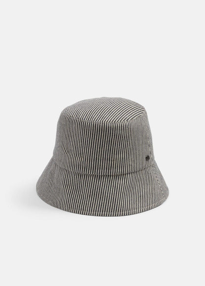 VINCE Women Stripe Cotton Canvas Bucket Hat in Scarves & Hats NAVY