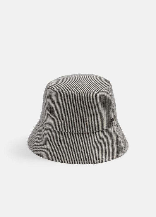 VINCE Women Stripe Cotton Canvas Bucket Hat in Scarves & Hats NAVY