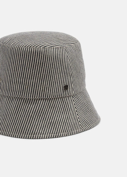 VINCE Women Stripe Cotton Canvas Bucket Hat in Scarves & Hats NAVY