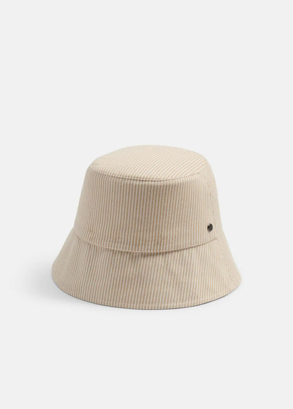VINCE Women Stripe Cotton Canvas Bucket Hat in Scarves & Hats TUSK