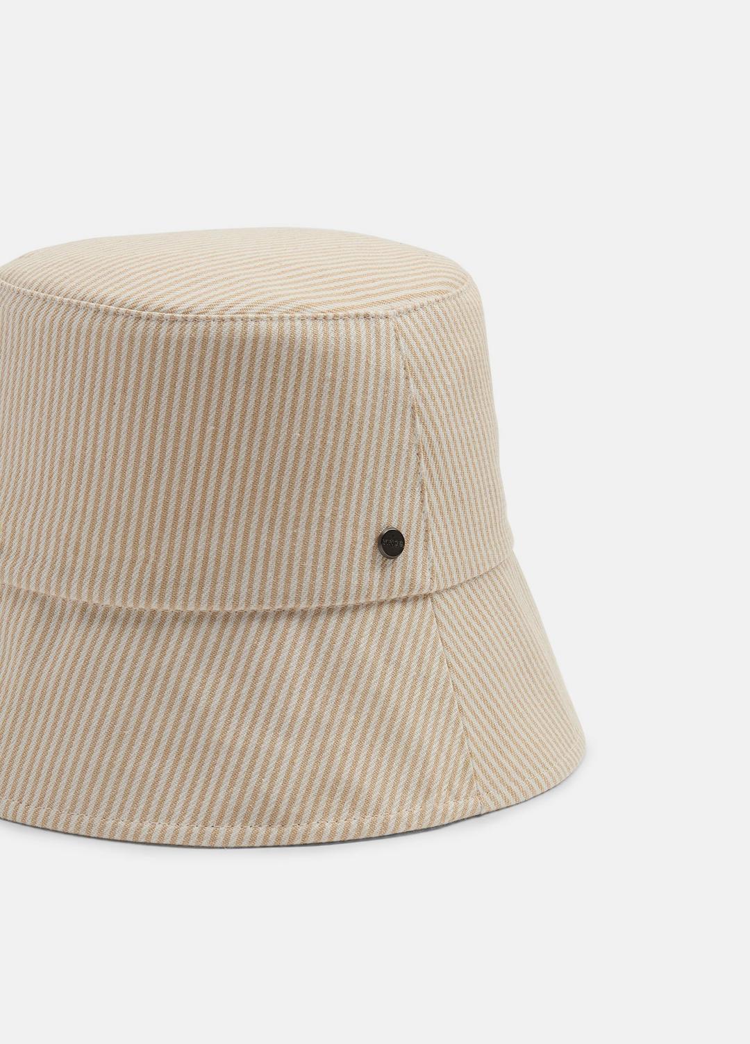VINCE Women Stripe Cotton Canvas Bucket Hat in Scarves & Hats TUSK