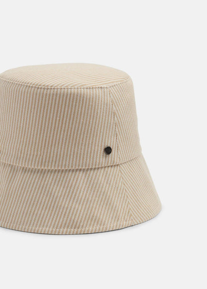 VINCE Women Stripe Cotton Canvas Bucket Hat in Scarves & Hats TUSK