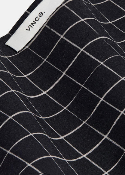 VINCE Women Trellis Plaid Cotton-Blend Headkerchief in Scarves & Hats BLACK/CREAM
