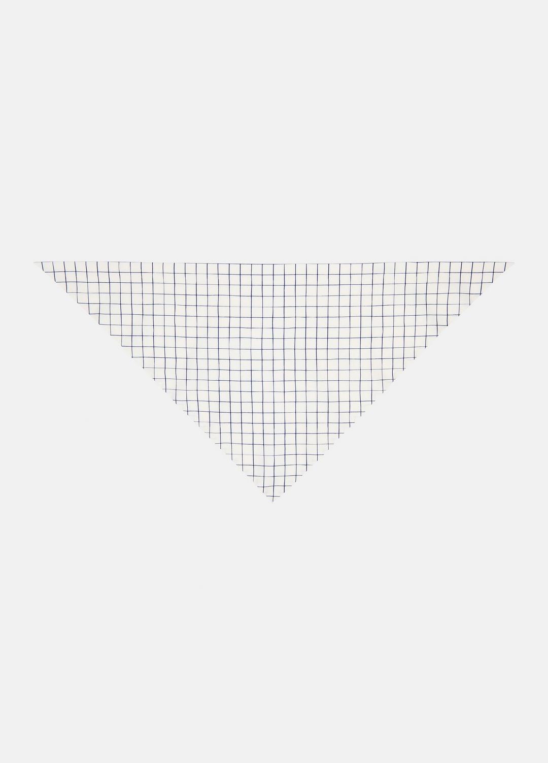 VINCE Women Trellis Plaid Cotton-Blend Headkerchief in Scarves & Hats OFF WHITE/NAVY