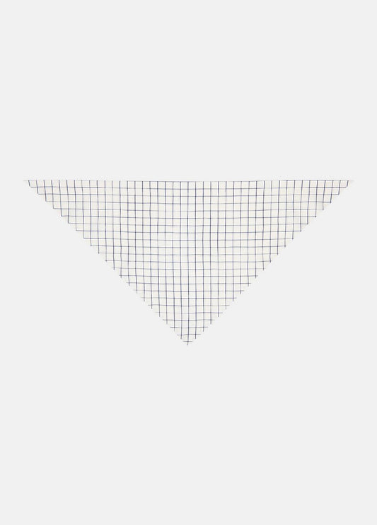 VINCE Women Trellis Plaid Cotton-Blend Headkerchief in Scarves & Hats OFF WHITE/NAVY