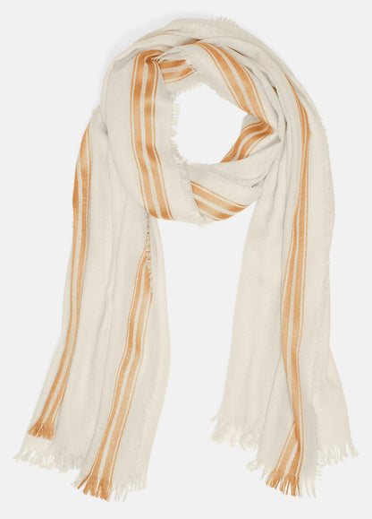 VINCE Women Border-Stripe Cashmere-Silk Satin Twill Scarf in Scarves & Hats SANDBAR